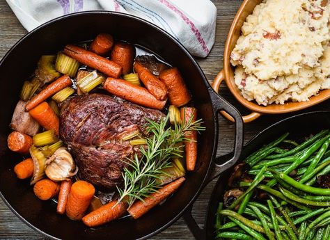 While not as tender as some cuts of beef, rump roast has enough marbling to roast or braise. Cooking rump roast in a Dutch oven helps retain flavor and moisture. Rump Roast In Dutch Oven, Rump Roast Dutch Oven, How To Cook A Rump Roast In The Oven, Rump Roast In The Oven, Arm Roast, Dutch Oven Pot Roast, Oven Pot Roast, Rump Roast, Chuck Roast Recipes