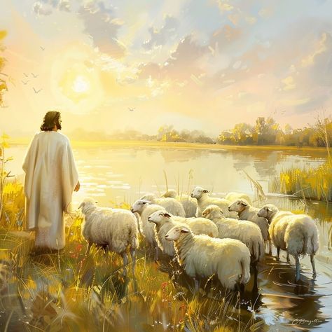 Green Pastures Painting, Green Pastures Still Waters, He Leads Me Beside Still Waters, Jesus Is My Shepherd, Psalm 23 Wallpaper, Jesus The Shepherd, Jesus Shepherd, Christ The Good Shepherd, He Restores My Soul