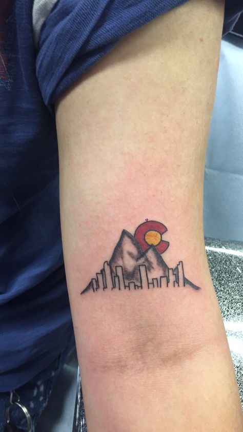 Similar but not this Colorado Mountains Tattoo, Colorado Tattoo Ideas, Tattoo Ideas Black And White, Tattoo Ideas Black, Colorado Tattoo, Skyline Tattoo, Symbol Tattoos, Mountain Tattoo, Feminine Tattoos