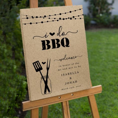 24X36 I Do BBQ Welcome Sign - Great Barbecue Bridal Shower Bbq, Bbq Baby Shower Decorations, Baby Bbq, Bbq Decorations, Bbq Rehearsal Dinner, Bbq Theme, Engagement Themes, Baby Q Shower, Bbq Signs