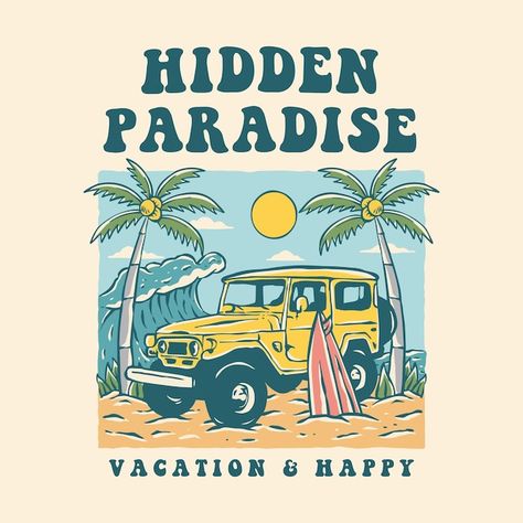 Hidden paradise illustration Premium Vec... | Premium Vector #Freepik #vector #background #tree #travel #water Beach Illustration Design, Paradise Illustration, Shutterstock Design, Background Tree, Beach Illustration, Paradise Beach, Beach Paradise, Cityscape Photos, Logo Banners