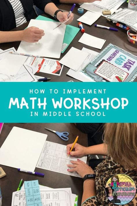 Are you struggling with implementing Math Workshop at the Middle School level? After many years of using Math Workshop in my classroom I am sharing some of the basics on planning, setting up and implementing math workshop right away! Creative Math, Upper Elementary Math, Math Intervention, Secondary Math, Math Lesson Plans, 8th Grade Math, Math Methods, Math Workshop, Middle School Teachers