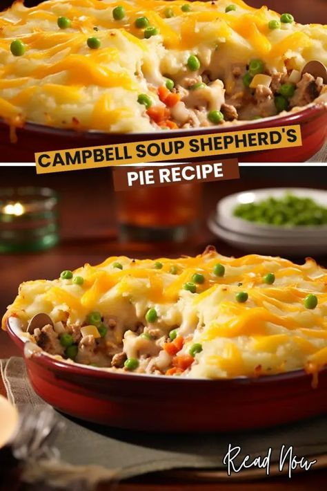 Last Updated on August 11, 2023 Campbell soup shepherd’s pie is a comforting and delicious meal that everyone loves. It features a savory ground beef filling topped with creamy mashed potatoes. This classic dish is sure to please the whole family! With its rich flavors and simple steps, you will be able to make this ... Read more Campbell Soup Shepherds Pie Recipe, Campbells Shepherds Pie Recipe, Turkey Shepherds Pie Recipe, Pie Recipe Easy, Shepards Pie Recipe, Campbells Soup Recipes, Campbells Recipes, Shepherd's Pie Recipe, Meal Train Recipes