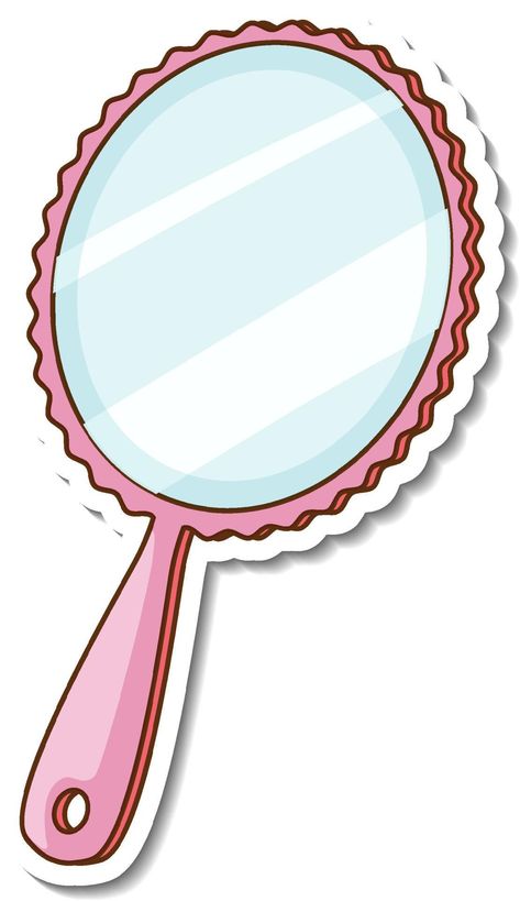 Mirror Clipart, Mirror Cartoon, Pink Mirror, Sticker Template, Hand Mirror, Happy Colors, Vector Photo, Glass Mirror, Vector Art