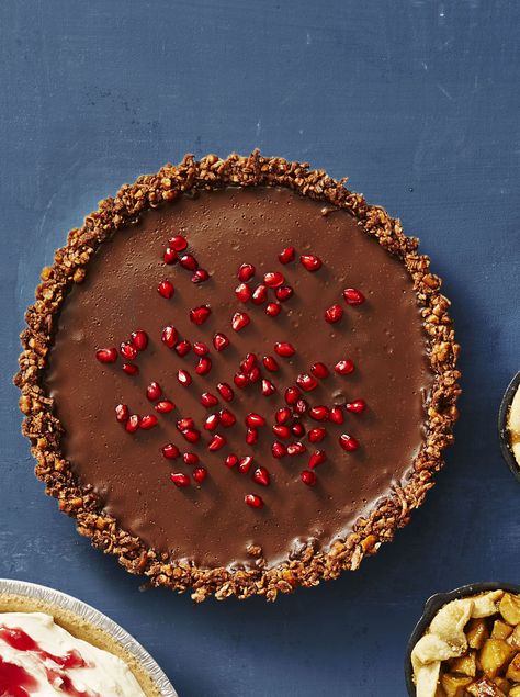 Gluten-Free Chocolate Ganache Tartgoodhousemag Holiday Recipes Christmas Desserts, Gluten Free Christmas Desserts, Ganache Tart, Easy Christmas Dinner, Chocolate Ganache Tart, Passover Desserts, Holiday Desserts Christmas, Vegan Thanksgiving Recipes, Gluten Free Christmas