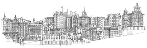 My drawing of Old Town - Edinburgh City, Scotland. Showing some of the fantastic architecture in Edinburgh City from The Scotsman (left) to the Bank of Scotland building (right). AHamiltonSketches AHamiltonSketches.Etsy.com @ahamiltonsketches Edinburgh Drawing, Punk Reference, Edinburgh Skyline, Fantastic Architecture, Town Drawing, Old Town Edinburgh, Skyline Drawing, Edinburgh City, Reference Art