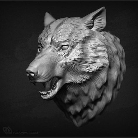 Wolf Head Sculpture, Wolf Head Anatomy, Wolf Head Reference, Zbrush Animals, Wolf Sculpture, German Shepherd Art, Wolf 3d, Dog Anatomy, Anatomy Sculpture