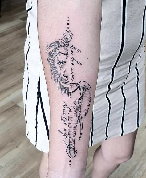 Elephant Thigh Tattoo, Lion Tattoo Meaning, Elephant Family Tattoo, Mandala Elephant Tattoo, Elephant Tattoo Meaning, Cute Thigh Tattoos, Land Animals, Elephant Tattoo Design, Black Girls With Tattoos