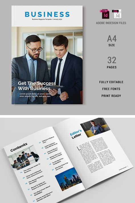 Business Magazine Template, This can be used for Business, Corporate, Lifestyle, Travel or any others purpose. Super simple to edit and customize with your own details! Corporate Magazine, Newsletter Design Layout, Corporate Lifestyle, Magazine Cover Template, Business Magazine, Newsletter Design, Medical Illustration, Lifestyle Travel, Cover Template