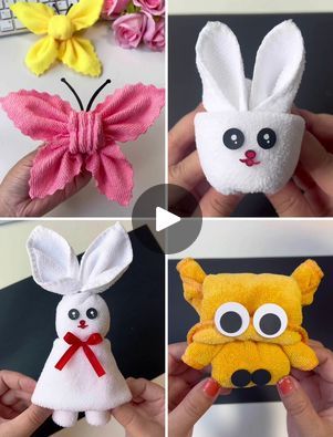 Face Towel Folding Ideas, Towel Folding Ideas, Towel Folding, Folding Ideas, Apple Shape, It Is Done, Craft Ideas For Kids, Bunny Face, Googly Eyes