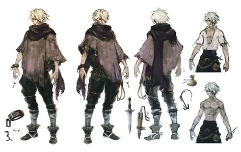 Therion Concept Art from Octopath Traveler #art #artwork #gaming #videogames #gamer #gameart #conceptart #illustration Traveller Fantasy Art, Octopath Traveler Concept Art, Wandering Traveler Character, Traveler Art Character, Fantasy Robes Concept Art, Traveler Fantasy Art, Traveler Oc Design, Traveler Fantasy Outfit, Fantasy Traveller Outfit