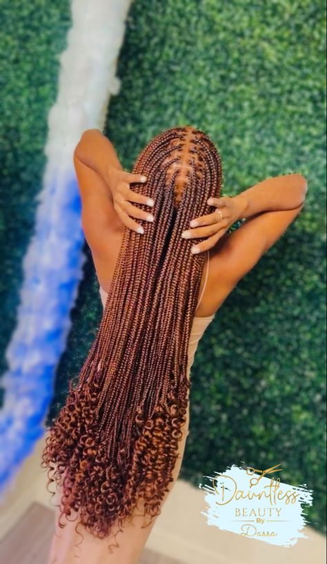 Braided Brown Hairstyles, Brown Box Braids With Curls, Long Ginger Knotless Braids, Knot Less Braids With Curls, Teens Hairstyles, Knotless Twist Braids With Curls, Brown Braided Hairstyles, Honey Brown Braids With Curls, #30 Braids