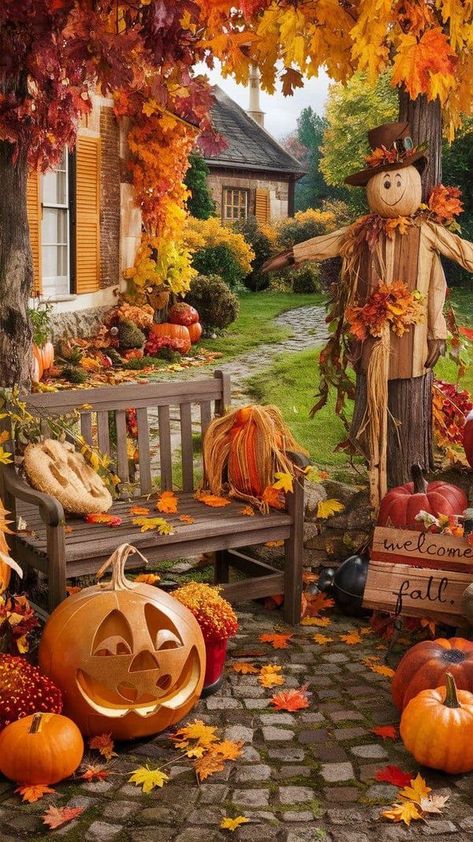 Fall Season Pictures, Fall Decor Crafts, Fall Decoration Ideas, Fall Porches, Home Fall Decor, Fall Decor Home, Fall Decorations For Home, Autumn Wallpapers, October Vibes