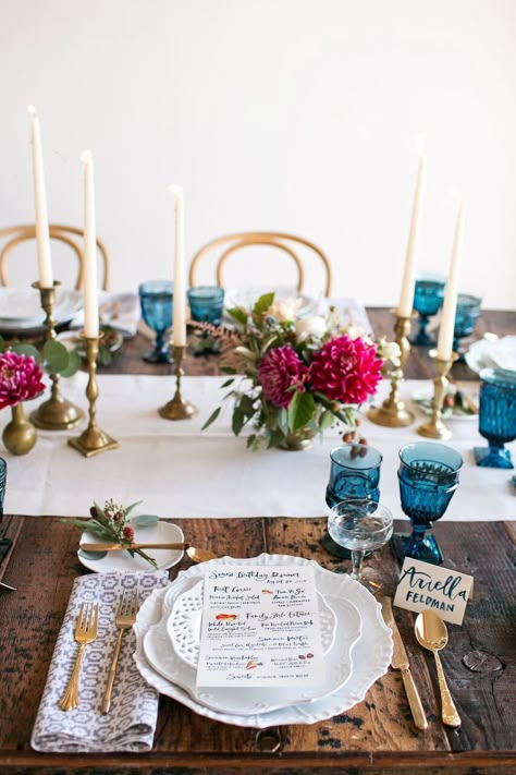 Use more neutral colors for the rest of your table setting so that your jewel-toned flowers pop with ease.     Styled by: Archive Rentals Wedding Dresses Nyc, Jewel Toned Wedding, Martha Weddings, Jewel Tone Wedding, Wedding Dress Pictures, Reception Table, Wedding Color Schemes, Wedding Color, Jewel Tones