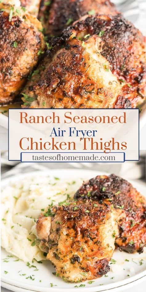 Air Fried Chicken Thighs, Easy Airfryer, Fried Chicken Thighs, Air Fryer Recipes Chicken Thighs, Juicy Chicken Thighs, Air Fryer Chicken Thighs, Recipes Oven, Air Fried Food, Chicken Thigh Recipes Oven