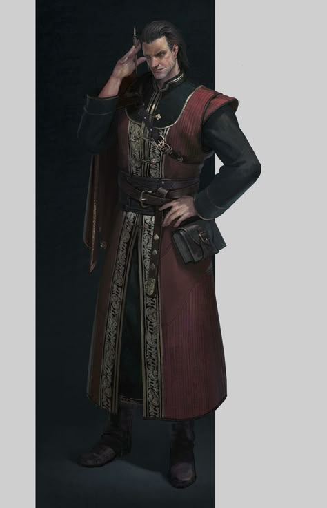 ArtStation - Medieval Advisor concept Medieval Noble Clothing, Noble Character Design, Medieval Character Art, Medieval Concept Art, Dnd Noble, Fantasy Noble, Medieval Noble, Medieval Oc, Royal Advisor