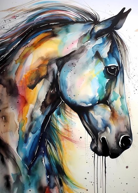 Watercolor Horse Painting, Horse Watercolor, Horse Art Drawing, Horse Art Print, Animal Portraits Art, Watercolor Horse, Diy Watercolor Painting, Horse Drawings, Sonoran Desert