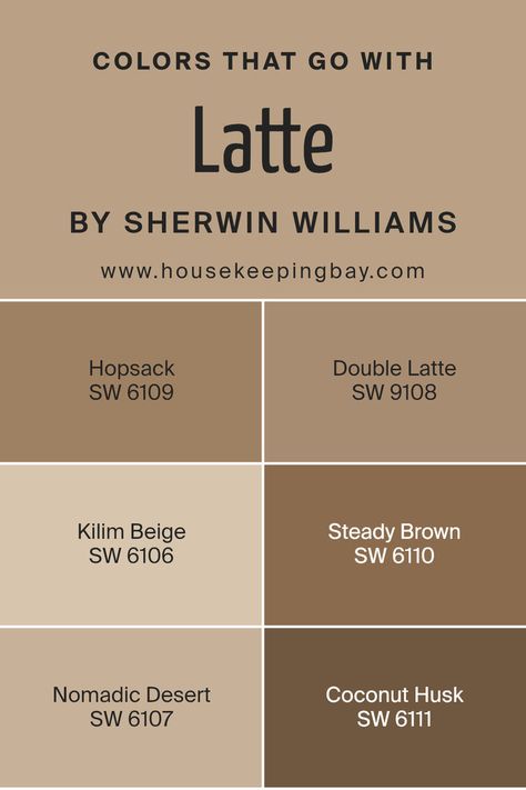 Colors that Go With Latte SW 6108 by Sherwin Williams Kilim Beige Sherwin Williams, Nomadic Desert, Sherwin Williams Coordinating Colors, Orange Paint Colors, Beach House Colors, Coconut Husk, Kilim Beige, Trim Colors, Orange Paint