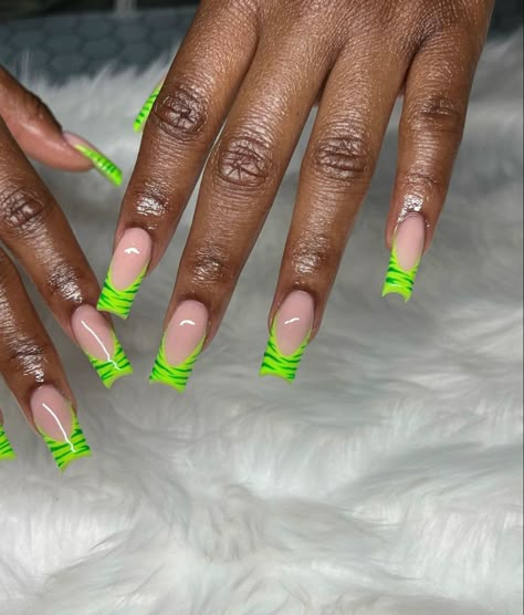 Stripes Nails, Ambre Nails, Lime Nails, Lime Green Nails, Neon Green Nails, Green Acrylic Nails, Acrylic Toes, Colored Acrylic Nails, Simple Acrylic Nails