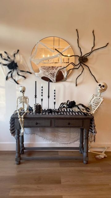 Jessi•Home Decor and DIY on Instagram: "Halloween Entryway Decor styled with @walmart finds 🎃👻 #walmarthalloween #walmartfinds #halloweendecor #skeletondecor #betterhomesandgardens #2022halloween" Halloween Entryway Decor, Halloween Entryway, Skeleton Decorations, Walmart Finds, Better Homes And Gardens, Entryway Decor, Halloween Decor, Entryway Tables, Halloween Decorations