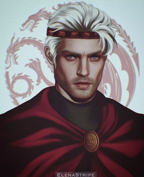 Elena on Instagram: "Aegon the Conqueror, first king of the Targaryen dynasty. I really like how Aegon turned out, really proud of this one 🙌🔥 You can probably guess who is next though 👀 . . •Do NOT repost/copy/trace/edit/use my art without my consent• . . . #digitalartwork #digitaldrawing #digitalartist #digitalpainting #digitalillustration #myart #characterart #fanart #fireandblood #aegontargaryen #aegontheconqueror #targaryen #housetargaryen #gameofthrones #houseofthedragon" Aegon The Conqueror, Game Of Thrones Prequel, Game Of Thrones Artwork, Fire And Blood, Targaryen Art, Asoiaf Art, Who Is Next, Hbo Game Of Thrones, Targaryen Aesthetic