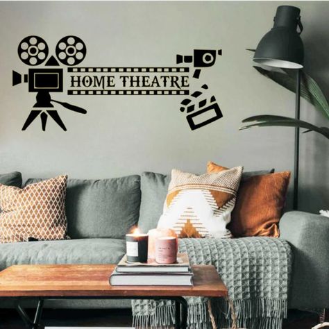 Watching a movie is a fun activity for all of us, or watching a good TV show. We experience this pleasure sometimes in movie theaters and sometimes at home. Would you like decorations that will increase this pleasure while living in our house? With these stickers, you can decorate your movie theater, movie room, theater room, or your living room. This product is also a great decor product for movie theaters. A great sticker that will impress movie buffs. Theater Room Decor, Room Theater, Neutral Holiday Decor, Cinema Theater, Black Feature Wall, Christmas Mantle Decor, Room Stickers, Movie Theaters, Home Theatre