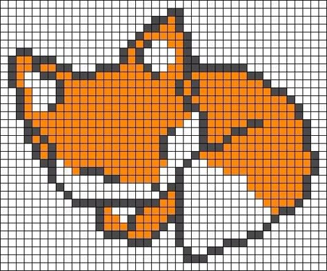 Pixel Art Cute Animals, Fox Pixel Art, Animal Pixel Art, Modele Pixel Art, Fox Animal, Art Fox, Kitsune Fox, Graph Crochet, Easy Pixel Art