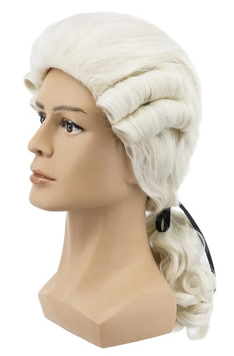 Amazon.com: yuehong Long Mens George Washington Cosplay Curly Gentleman Lawyer Wig (White) : Clothing, Shoes & Jewelry Carnival Hair, Carnival Hairstyles, Hair Straightener And Curler, Ponytail Wig, Medium Curly, Mens Wigs, Party Mode, Halloween Wigs, Hair 2024