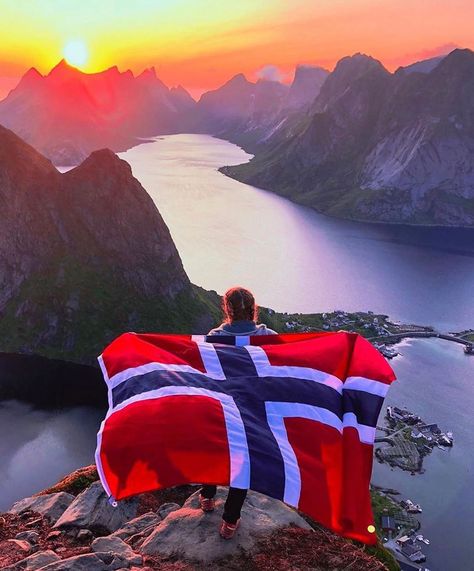 LOFOTEN 🇳🇴’s Instagram post: “Happy birthday Norway!🇳🇴 Here from @Lofoten 😍⛰ The 17th of May is Norway's Constitution Day. We hope everyone have a wonderful day with…” Norway Culture, Norway Flag, Norway Fjords, Constitution Day, Scandinavian Countries, Visit Norway, Norway Travel, Countries Of The World, Amazing Destinations