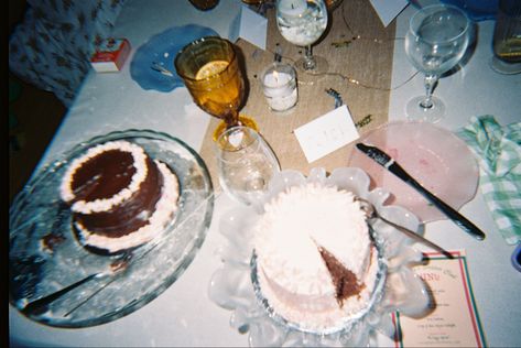 Half eaten cakes and birthday table decor on 35mm colour film | 📸 insta: heyyitsflickk Birthday On Film, Dinner Cinematography, Dinner Table Cinematography, Dinner Scene Cinematography, Dinner Table Scene Film, Anniversary Dinner, Birthday Dinner Party, Supper Club, Birthday Table