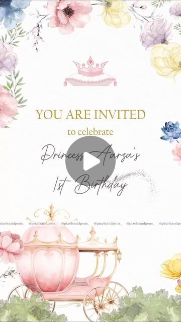 Digital Wedding Invites & Stationery | E-Invites on Instagram: "Celebrating Aarza’s 1st birthday in style! 💕
Check out this adorable princess theme digital invite we crafted, perfect for the big day. Personal, convenient, and oh-so-cute! 💌 
.
.
.
{ First birthday invite , Birthday Invite , Princess Theme Invite , Digital Invite for Birthday , E-Invite , Princess Theme }
#digitalinvitation #einvite #firstbirthdayinvitation #bespokeinvitation #milestonecelebrations #princessthemeparty #princessthemeinvitations #princessbirthday #firstbirthday #customisedinvitations #babyvideos #pixelsnpens #whatsappinvite #virtualinvitation #printinvitation" First Birthday Princess Theme, Birthday Princess Theme, Virtual Invitations, First Birthday Invite, Princess Theme Party, E Invite, Birthday Princess, Princess Theme, Digital Invite