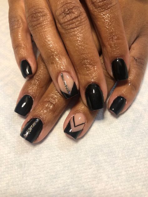 Black Nails On Dark Skin, Metallic Black Nails, Nails On Dark Skin, Nails Dark Skin, Nails Dark, Nail Tip Designs, Matte Black Nails, Different Nail Shapes, Black Nail Polish