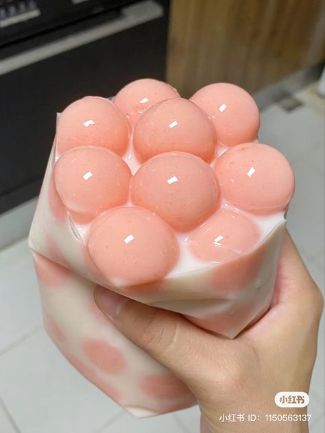 Jelly Aesthetic, Kawaii Sweets, Cube Cake, Bubble Tea Boba, Fruit Pops, Bubble Milk Tea, Kawaii Cooking, Soft Foods, Tasty Recipes Videos