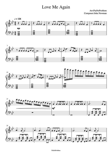 Free Love Me Again by John Newman sheet music - Piano solo for everyone.
#piano #pianosheetmusic #pianomusic #freesheetmusic #lovemeagian Beginner Piano Sheet Music, Erroll Garner, Free Piano Sheets, Free Piano Sheet Music, John Newman, Beginner Piano, Frédéric Chopin, Irving Berlin, Free Piano