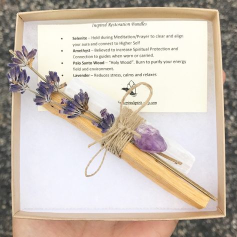 Original Inspired Restoration Bundles Palo Santo Selenite - Etsy Smudge Sticks Diy, Lavender Crafts, Palo Santo Wood, Dried Lavender Flowers, Selenite Wands, Meditation Prayer, Clear Thinking, Herbal Magic, Smudge Sticks