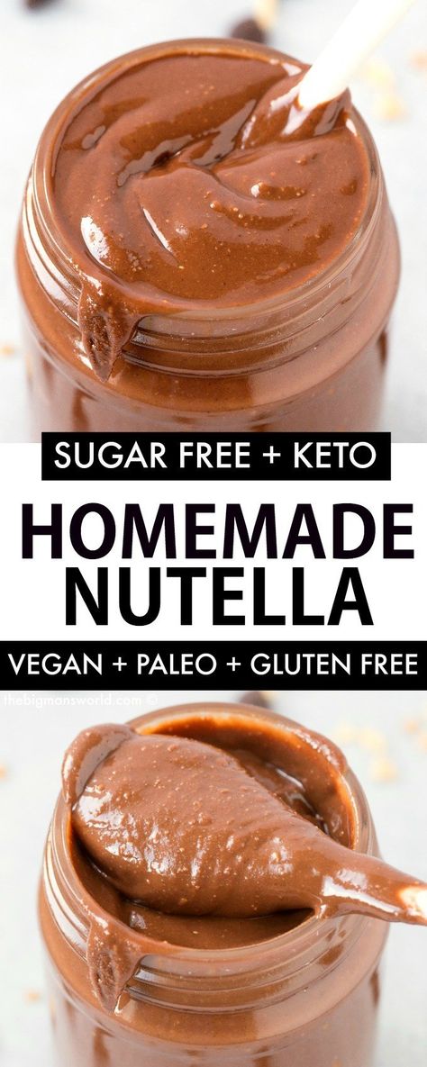 Fool-proof homemade Healthy Nutella made with 3 ingredients and NO sugar and NO dairy! Smooth, silky and creamy- You only need a blender to make this chocolate hazelnut butter! #keto #nutella #dairyfree #vegan #hazelnutbutter Keto Nutella, Carbquik Recipes, Keto Condiments, Homemade Nutella Recipes, Ketogenic Meals, Nutella Recipe, Healthy Nutella, Vegan Nutella, Desserts Keto