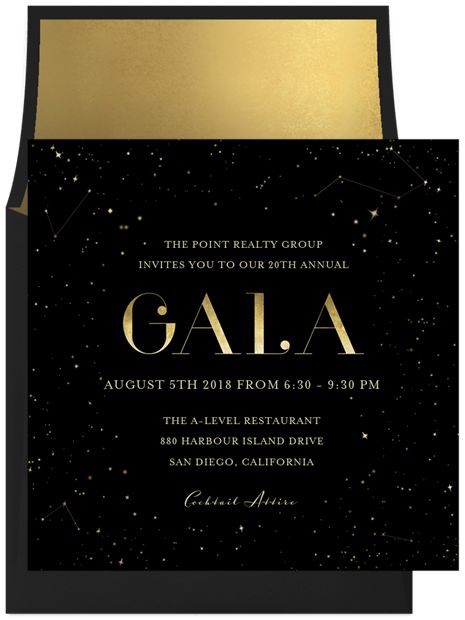 Galaxy Gala by Clementine Creative | Greenvelope.com Modern Gala Invitation, Award Invitation Design, Met Gala Party Ideas, Met Gala Themes Party, Gala Party Ideas, Gala Dinner Invitation, Prom Ticket Design, 2023 Invitation, Prom Invitations