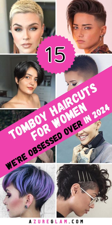 15 Tomboy Haircuts for Women 2024 Boy Cute Haircuts For Women, Tomboy Pixie Haircut, Tomboy Pixie Cut, Tomboy Haircuts For Women, Edgy Haircuts For Women, Masculine Haircut For Women, Short Tomboy Haircut, Wavy Straight Hair, Tomboy Haircut