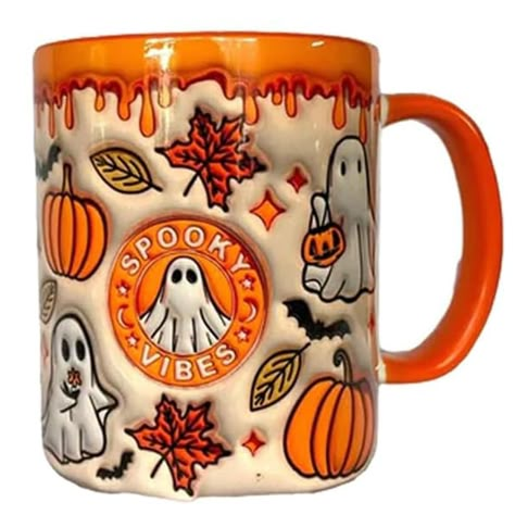 PRICES MAY VARY. 🔥【Pumpkin coffee cup with ghost】these bright and vibrant mugs feature pink and orange colors for a cheerful experience. Its simple, classic design makes it suitable for a variety of activities. 🔥【Coffee lovers】perfect for holding 350ml coffee, tea or beverages. These mugs come with lightweight handles, bringing a lot of convenience to your life. 🔥【Mug】this pumpkin coffee cup not only has a very practical function, but also because of its unique design, you can place it on you Cafe Expresso, Amazon List, Pumpkin Coffee, Pumpkin Spice Coffee, Halloween Tumbler, Spooky Designs, Halloween Coffee, Ghost Halloween, Halloween Mug