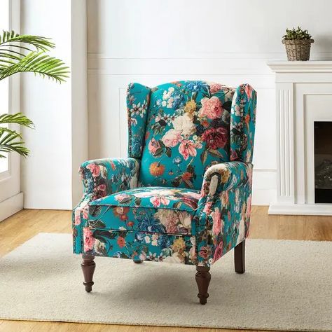 Gott Transitional Wingback Accent Chair Armchair with Spindle Legs for Living Room Bedroom by HULALA HOME - On Sale - Bed Bath & Beyond - 37919532 Velvet Sleeper Sofa, Wingback Accent Chair, Floral Chair, Study Living Room, Accent Chairs & Armchairs, Color Peacock, Velvet Living Room, Cloud Forest, Leather Side Chair