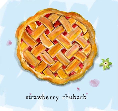 Sweets Illustration, Cook Desserts, Pie Drawing, Drink Doodles, Illustrated Recipes, Drawing Food, Dessert Illustration, Strawberry Rhubarb Pie, Easy Vegetables To Grow