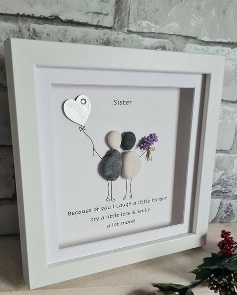 Hey, I found this really awesome Etsy listing at https://www.etsy.com/listing/1115565658/sister-pebble-art-birthday Friend Quote, Stone Pictures Pebble Art, Friends Picture Frame, Sisters Art, Beach Glass Art, Pebble Pictures, Personalized Art, Birthday Gifts For Sister, Art Birthday