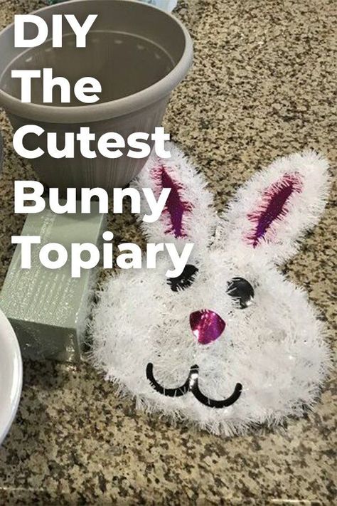 This project is so fun and looks amazing. It's perfect for the Easter season and is great for your holiday decor. diy | easter crafts | easter decor | decor | diy decor | diy easter decor | holiday | diy holiday crafts | deasy holiday crafts | porch decor Bunny Topiary, Topiary Diy, Diy Easter Decor, Diy Holiday Crafts, Holiday Decor Diy, Diy Easter Crafts, Diy Tree Decor, Diy Bunny, Rustic Valentine