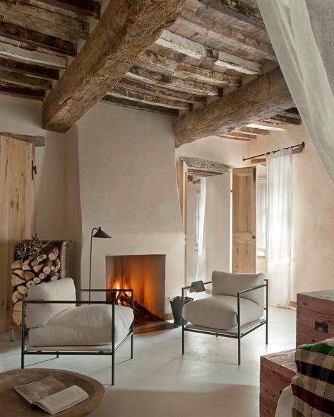 Italy Project, Tuscany Home, Hotel Lounge, Modern Cabin, Fireplace Design, Menorca, Living Room Inspo, 2024 Vision, Fireplace Decor