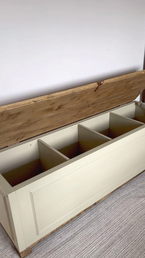 DIY Mum - Kayleigh Sherbourne | IKEA KALLAX Hack - storage bench Anyone who’s been following for a while will know I love an IKEA KALLAX upcycle. This is one that I’ve... | Instagram Diy Reading Bench With Storage, Cube Shelf Bench, Kallax Filing Cabinet Hack, Adding Legs To Cube Storage, Ikea Shoe Bench, Kallax Upcycle, Diy Ikea Kallax Hacks, Kallax Bench, Nightstand Hack