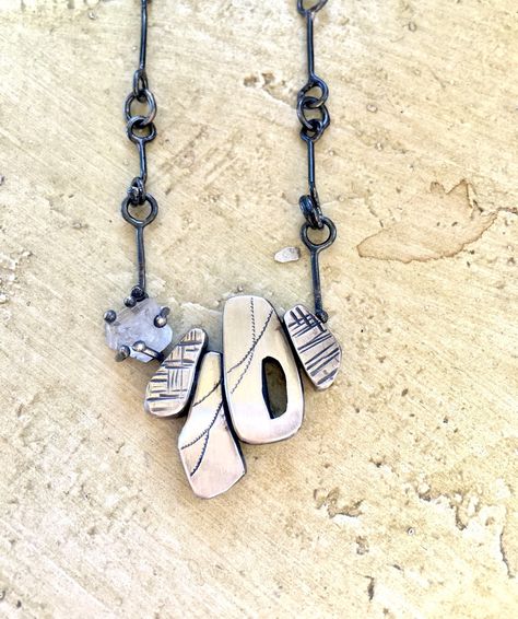 Asymmetrical, textured, contemporary, hollow form, Sterling silver and quartz necklace by SilverStruck Hollow Form Jewelry, Hollowform Jewelry, Class Jewelry, Student Reference, Art Jewelry Necklace, Necklace Inspiration, Hollow Form, 2024 Ideas, Butter Shrimp