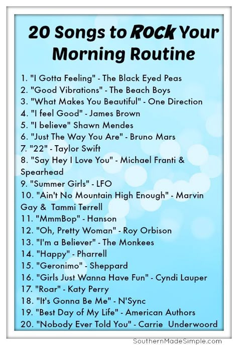 20 Songs to ROCK your morning routine! Empowering Songs, Positive Songs, Happy Songs, I Gotta Feeling, Song Lists, Morning Music, Music List, Hard Rock Music, Upbeat Songs