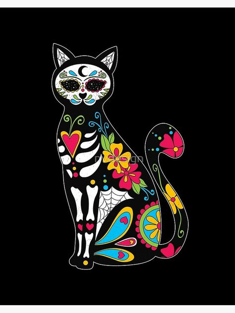 Cat Sugar Skull, Sugar Skull Illustration, Day Of The Dead Artwork, Sugar Skull Artwork, Den Mrtvých, Sugar Skull Cat, Cats Art Drawing, Sugar Skull Design, Ipad Snap