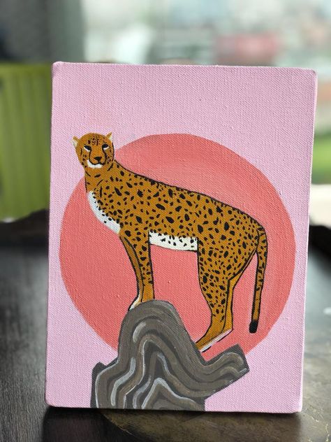 Jaguar Painting Acrylic, Cheetah Painting Easy, Leopard Painting Easy, Leapord Drawings, Cheetah Painting, Leopard Drawing, Cheetah Art, Clay Ganesha, Leopard Painting