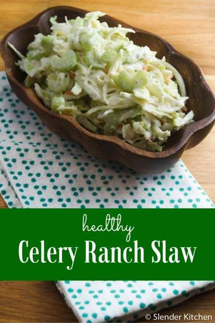 Celery Ranch Slaw Celery Slaw, Ranch Coleslaw, Ranch Slaw, Chicken Sloppy Joe Recipe, Recipes Illustration, Healthy Side Dish Recipes, Celery Recipes, Slender Kitchen, Queso Recipe